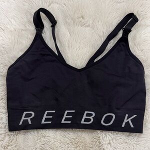 Reebok Maternity Nursing Black Sports Bra with White Lettering Medium